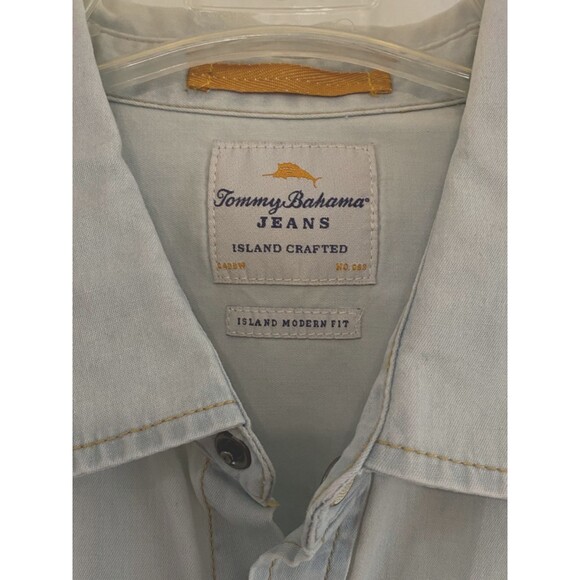 Tommy Bahama Jeans Oxford Shirt~Island Modern Fit~100% Cotton~Light Blue~Mens XL - Picture 3 of 4
